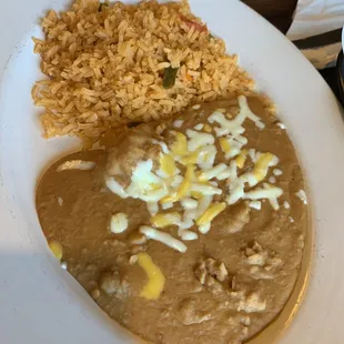 Platter comes with rice and beans