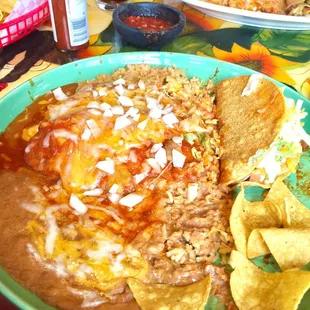 Lunch combo, taco, enchilada, &amp; chili relleno, very tasty. $14.99