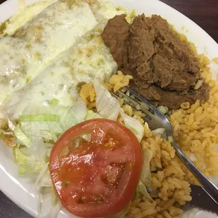 Shrimp enchilada plate.