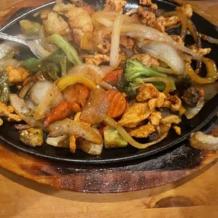 chicken fajitas, added, veggies Bernie