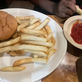 Cheeseburger and fries kids meal