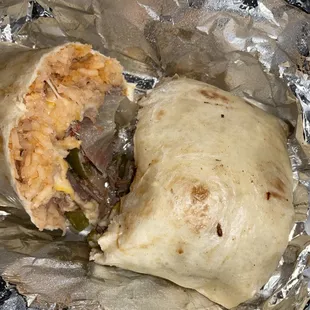 Shredded beef burrito