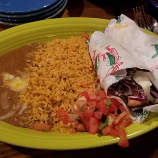 Shrimp tacos. Pretty much meh. Bland, too little shrimp and too much cabbage.