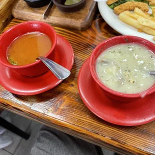 fish soup and clam chowder