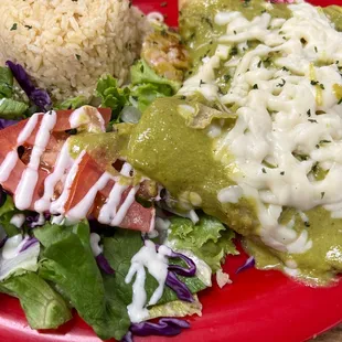 Shrimp enchiladas- green sauce