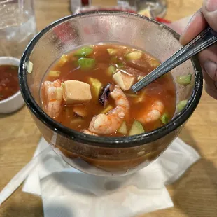 Mixed shrimp cocktail.