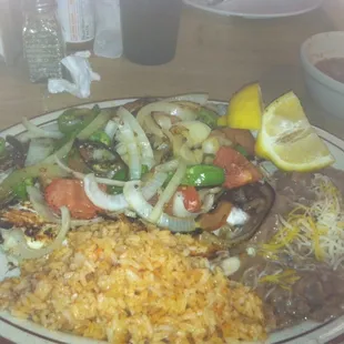 Huachalango with rice and beans. Yummy..