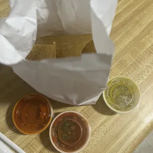 Sauces and free chips