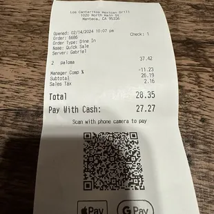 Rip off for two drinks