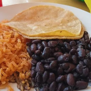 Kids size rice and black beans