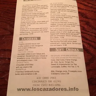 Menu new dishes and desserts