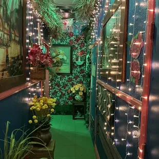 The hallway by the restrooms