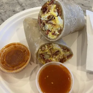 Breakfast burrito with bacon!!