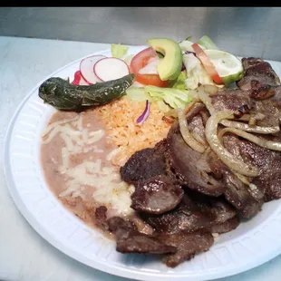 CARNE AZADA PLATE  W/TORTILLAS $15.00