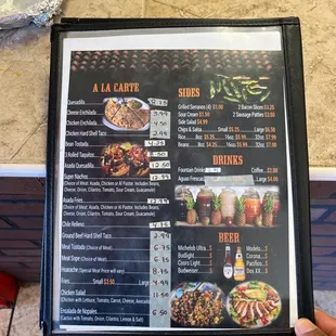 Menu, make sure you do the math of your items because they charge extra for I don't know what