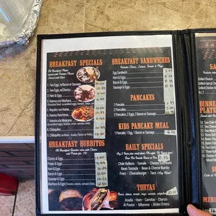 Menu, make sure you do the math of your items because they charge extra for I don't know what