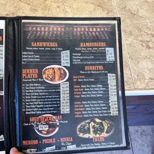 Menu, make sure you do the math of your items because they charge extra for I don't know what