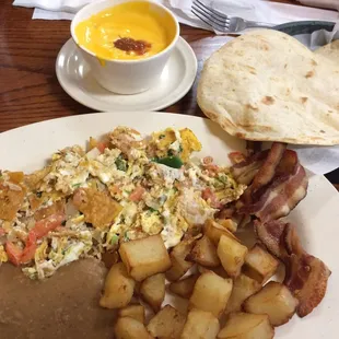 Migas plate with bacon added