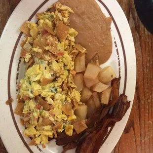 Migas with bacon added