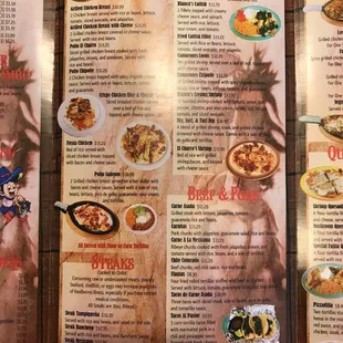 a menu for a mexican restaurant