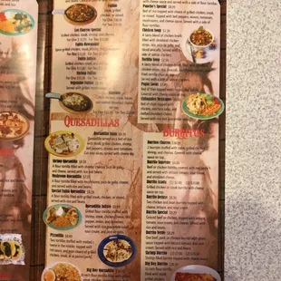 a menu for a mexican restaurant