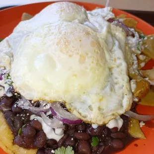 a fried egg on a tortilla