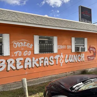 Outside by the parking lot