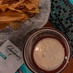 a bowl of quesadilla and chips