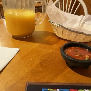 Pitcher of Peach and Mango Margaritas