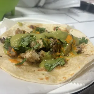 Pollo Asado Taco (no onions) with Salsa Verde