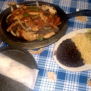 Chicken and Steak Fajitas.