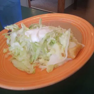 Beef Chimichanga with beans