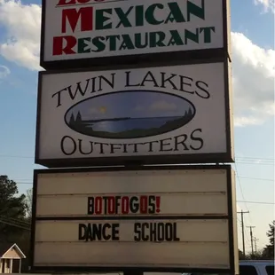 a sign for the restaurant