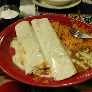 Burritos, rice and beans