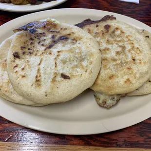 Cheese and loroco  And Pork bean and cheese pupusas