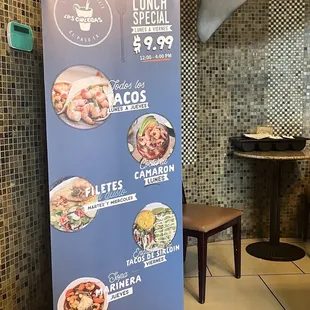 a menu for lunch specials