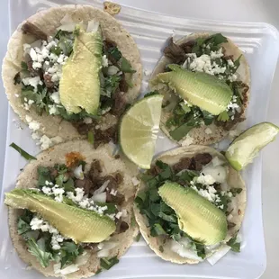 Hand made tortillas. Beef tacos.