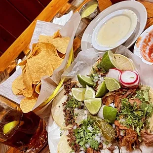 a table full of mexican food