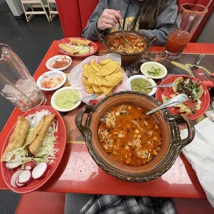 Posole, flautas,  Al Pastor tacos, and Modelo Michelada&apos;s.