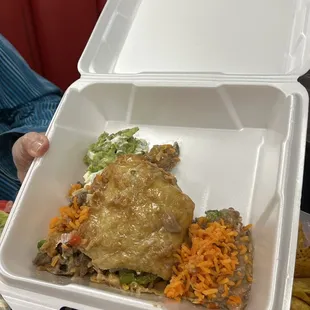 Enough for a second meal  to take home (steak chimichanga)