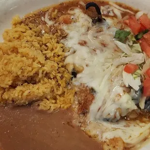 Shrimp Chili Relleno with Ranchero sauce.