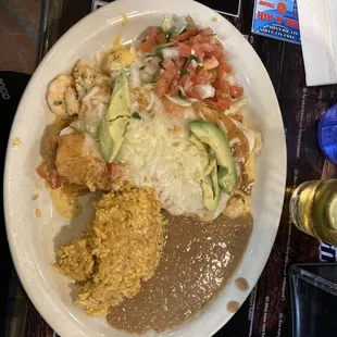 Seafood combination enchiladas