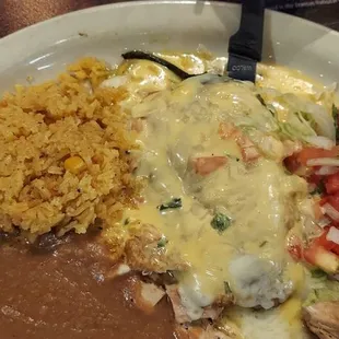 Fajita chicken Chili Relleno with queso.
