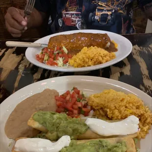 Chicken fajitas plate and Beef Fajitas burrito plate