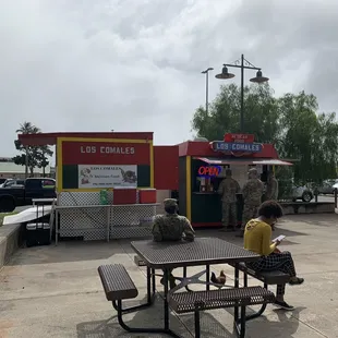 outside, paella