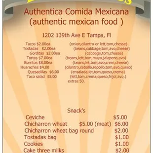 menu
