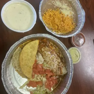 Wrong order.  Supposed to be beef burrito and chicken enchilada.  Beef taco, Beef enchilada is what I got.