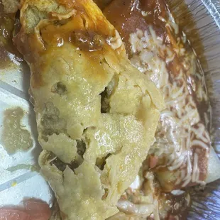 Disappointing take out meal.  Wrong thing and it's inedible because of the liquid soaking the taco.