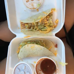 Soft chicken tacos to go!