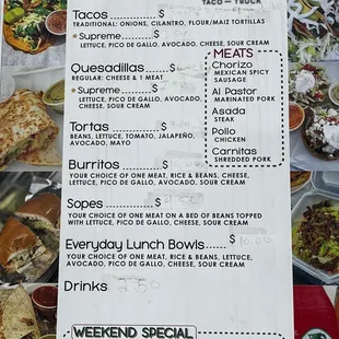 a menu for a mexican restaurant